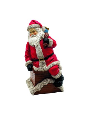 Papai Noel decorativo na chaminé 12x10,8x19,8cm enfeite natalino em resina para mesa, sala e decoração de Natal
