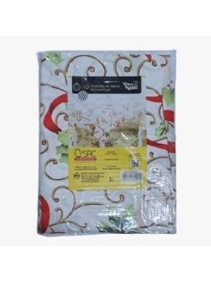 Toalha de Mesa Retangular 140x210cm Natalina Decorativa para Ceia de Natal com Estampa Festiva e Bordas Reforçadas