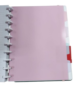 Caderno de Disco Color 10 Discos 80 Folhas 4 Divisórias A5 Refilável Pautado Escolar Escritório