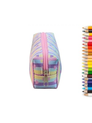 Estojo Degradê Heart com 1 Zíper – Design Moderno com Corações, Ideal para Escola, Faculdade e Uso Diário