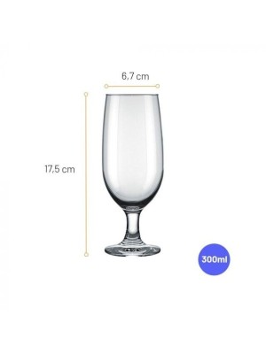 aça de Cerveja Floripa 300ml de Vidro Transparente – Taça Alongada para Chopp, Bebidas e Drinks, Design Elegante e Resistente para Bar, Casa e Eventos
