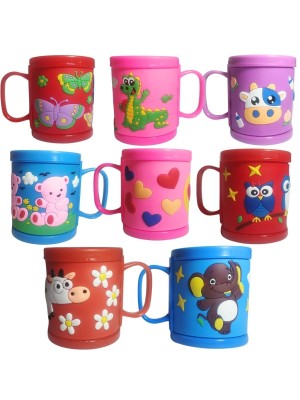 Caneca Infantil 350ml 3D Emborrachada – Copo Infantil Antiderrapante com Animais em Alto-Relevo, Material Atóxico, Leve e Resistente, Ideal para Água