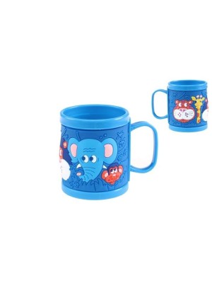 Caneca Infantil 350ml 3D Emborrachada – Copo Infantil Antiderrapante com Animais em Alto-Relevo, Material Atóxico, Leve e Resistente, Ideal para Água