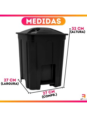 Lixeira com Pedal 15 Litros Eco Nature – Plástico Reforçado, Tampa com Fechamento Seguro, Design Moderno para Cozinha, Banheiro e Escritório