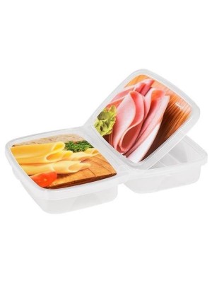 Porta Frios Decorado 24x17cm Transparente com Tampa Estampada para Queijo e Presunto – Organização e Conservação de Alimentos