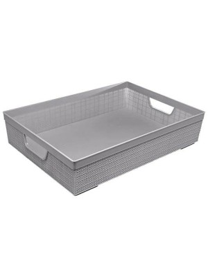 Cesta Organizadora Juta Modelo A3 11,5L Cinza com Alças Laterais – Cesta Plástica Grande e Decorativa para Organização de Closet, Banheiro e Cozinha