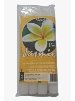 Vela Flovel Jasmim 18g com 8 Unidades – Velas Perfumadas Florais para Aromatização, Harmonia, Relaxamento e Decoração