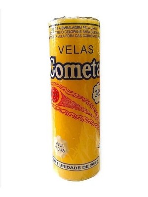 Vela Votiva Cometa 7 Dias 265g Amarela 50mm – Vela Religiosa de Longa Duração para Oração, Prosperidade e Devoção