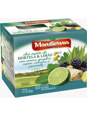 Chá Misto Refrescante com Amora, Gengibre, Hortelã e Limão Mandivervas 12g com 10 Sachês — Infusão Aromática, Toque Picante e Frescor Natural