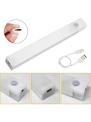 Sensor de LED 20cm Recarregável com Luz Automática – Luminária Portátil USB para Armários, Gavetas, Corredores, Quartos e Cozinhas