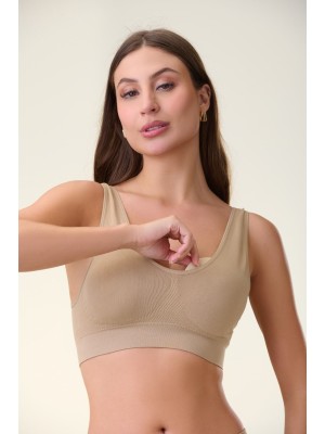 Top Bege Adulto GG Sem Costura com Bojo Removível, Confortável, Anatômico, Invisível sob Roupas Claras e Ideal para Uso Diário