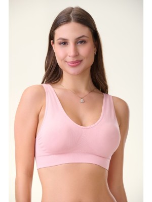 Top Rosa Adulto GG Sem Costura com Bojo Removível, Confortável, Anatômico, Toque Suave e Ideal para Uso Diário