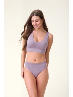 Top Lavanda Adulto G Sem Costura com Bojo Removível, Confortável, Anatômico, Toque Suave e Ideal para Uso Diário