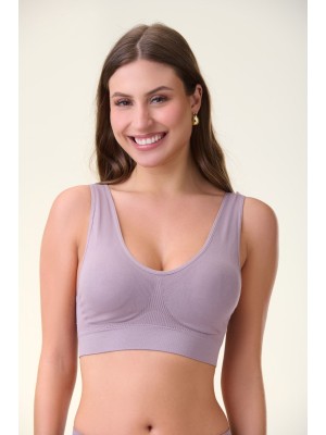 Top Lavanda Adulto P Sem Costura com Bojo Removível, Confortável, Anatômico, Toque Suave e Ideal para Uso Diário