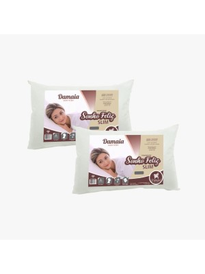 TRAVESSEIRO SONHO FELIZ SLIM BRANCO 45X65CM DAMAIA