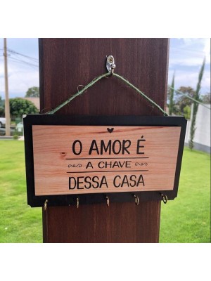 Porta Chaves em MDF Decorativo Suporte Para ate 5 Chaves