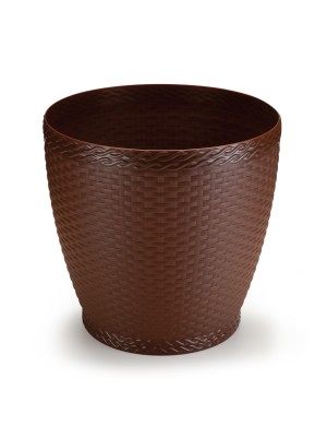 Vaso Rattan Redondo Pequeno Coffee – Decoração Sofisticada para Casa e Jardim