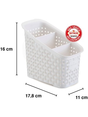 ORGANIZADOR MULTIUSO RATTAN BRANCO 11X17,8X16CM UN.