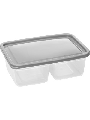 Organizador Slim com Divisória 1,2L – Pote Plástico Transparente com Tampa, 2 Compartimentos, Ideal para Geladeira, Despensa, Lanches e Organização