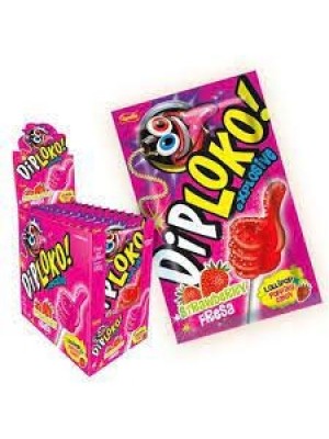 PIRULITO DIP LOKO 165G CX C/15 UNDS BOOOM SABOR MORANGO DANILLA