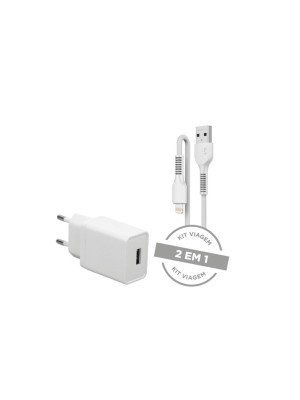 CARREGADOR COMPLETO IOS BRANCO BIVOLT 2.1A LETRON