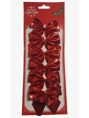 ENFEITE LACO DE NATAL CARTELA C/6 PCS UN. MULTIART